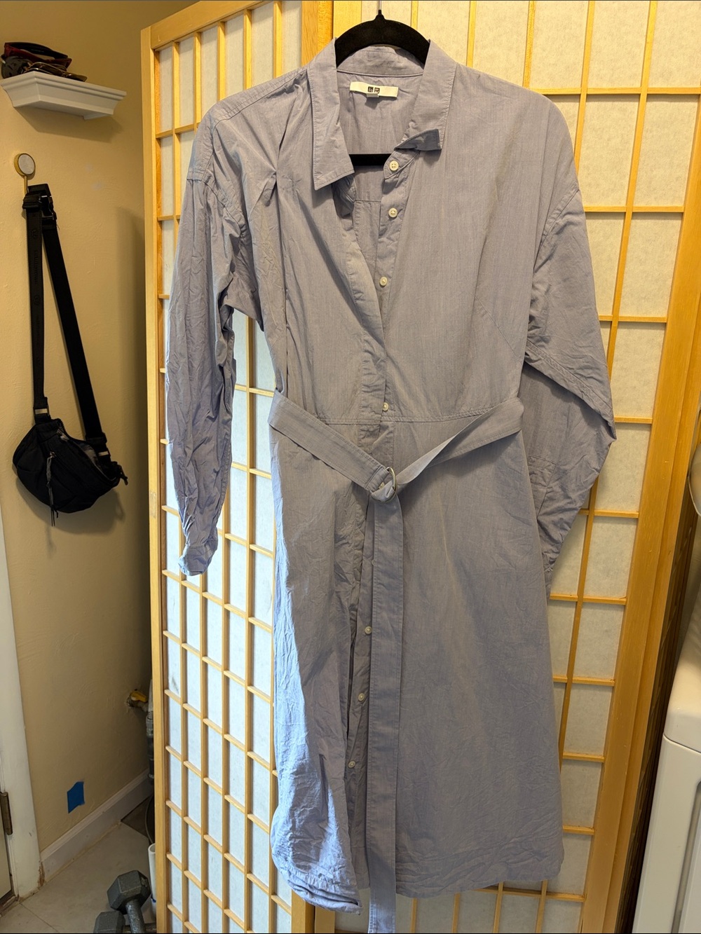 UNIQLO Button-Front Cotton Shirt Dress with Belt